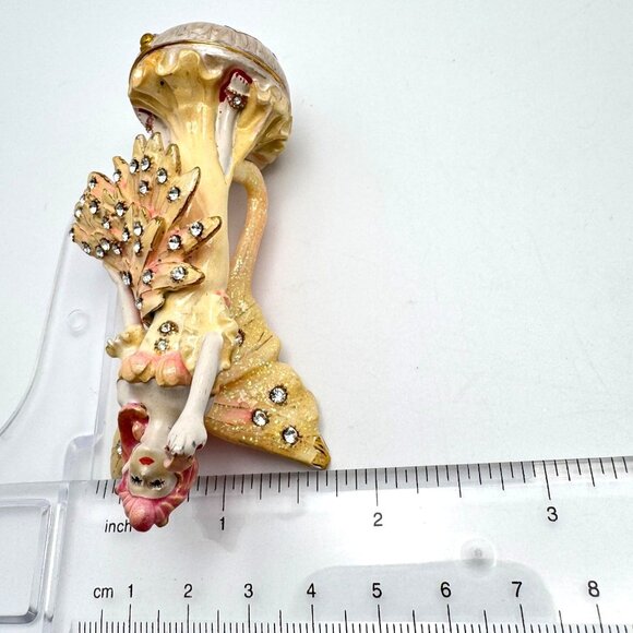 Flamigo Fairy Trinket Box Yellow Wings  Rhinestone Accents Enamel Metal #2 - Picture 3 of 11